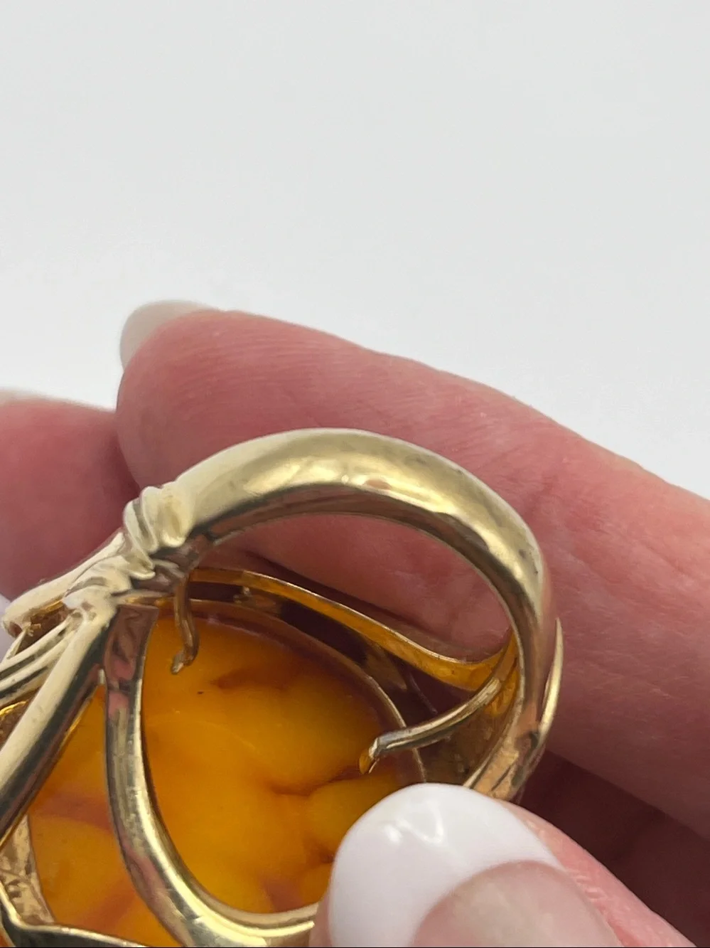 Gold-Tone Orange Faceted Oval Cocktail Ring